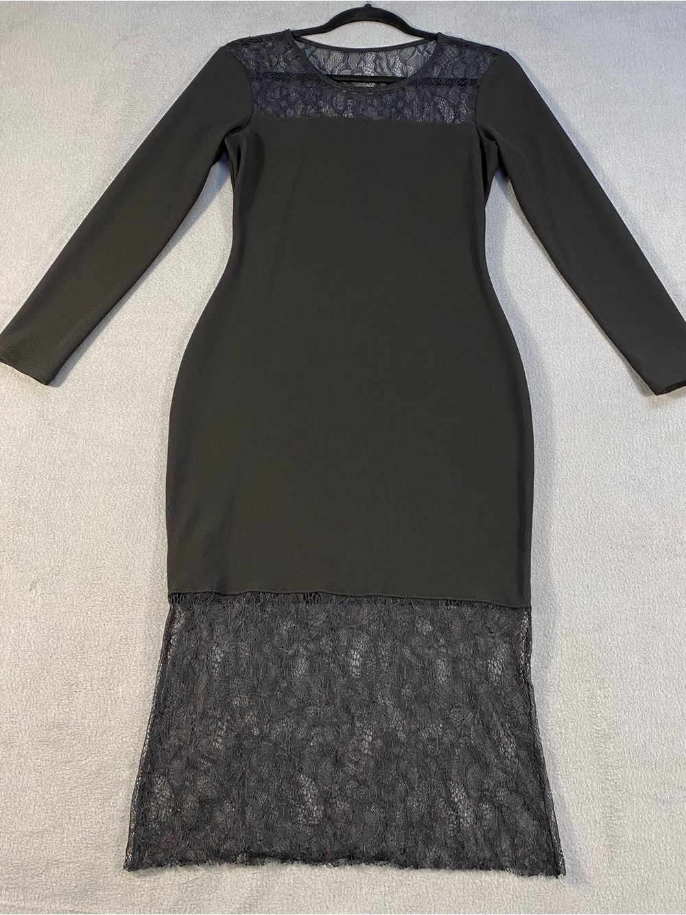 BCBGeneration women’s Black Long Sleeve Lace-Panel Bodycon Dress, Size S
